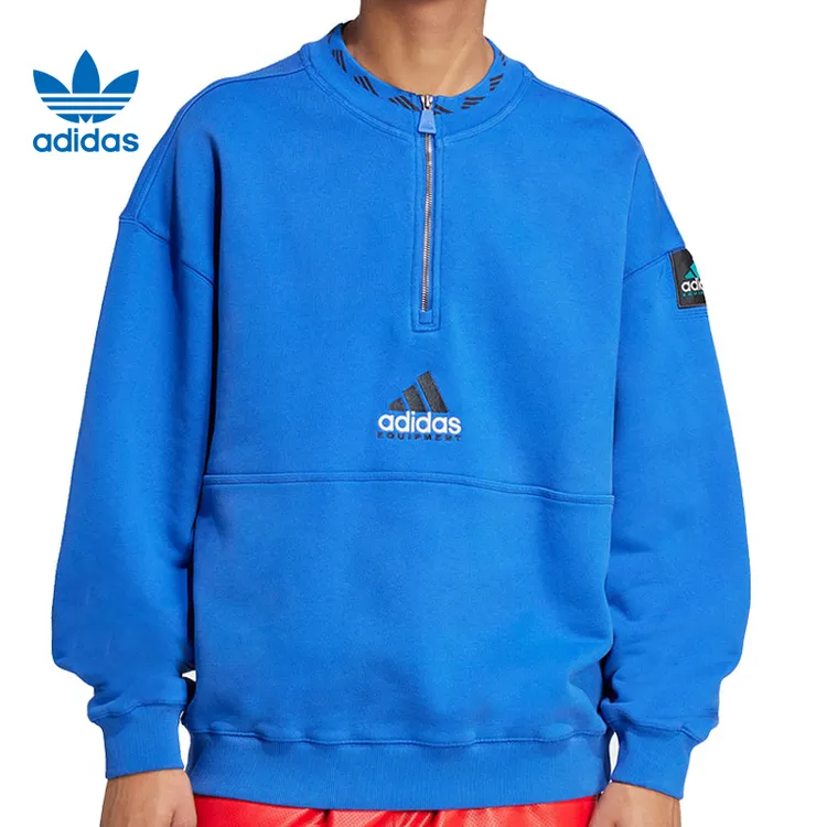 adidas Originals三叶草男子EQT FLEECE HZ针织无帽卫衣JD0643