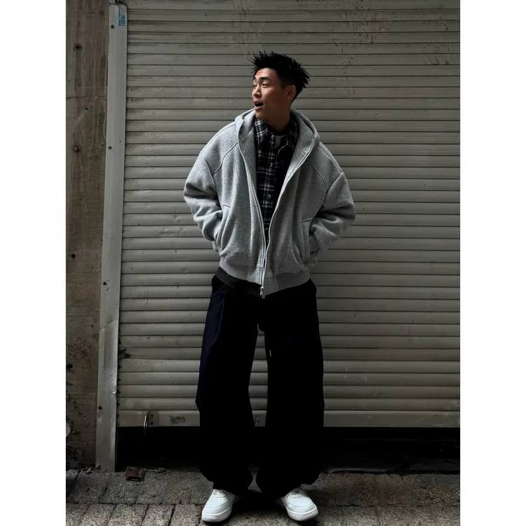 SFANG 冬季美式国标90白鸭绒针织卫衣连帽百搭假两件羽绒服男保暖