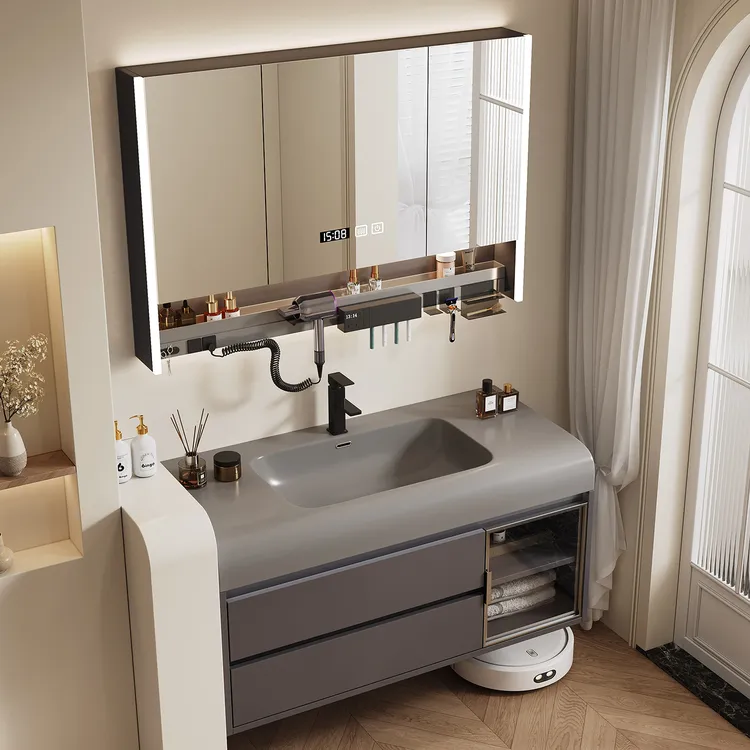 多功能酒店风浴室柜组合圆角可丽耐一体盆卫生间洗手洗脸盆柜套装