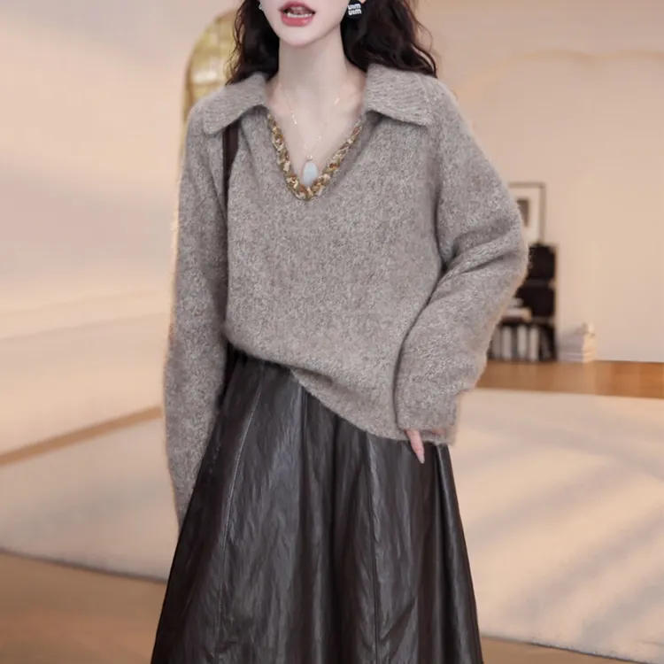 宽松慵懒风毛衣半身裙休闲套装女款2025秋季新款网红洋气炸街女装