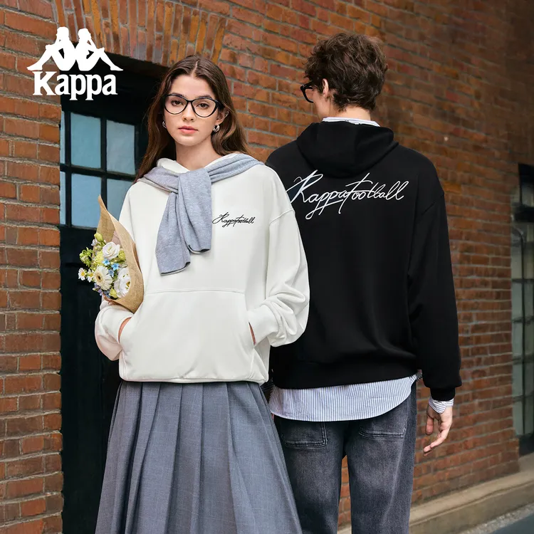 Kappa/卡帕情侣款连帽休闲上衣针织男女通用套头柔软长袖运动卫衣