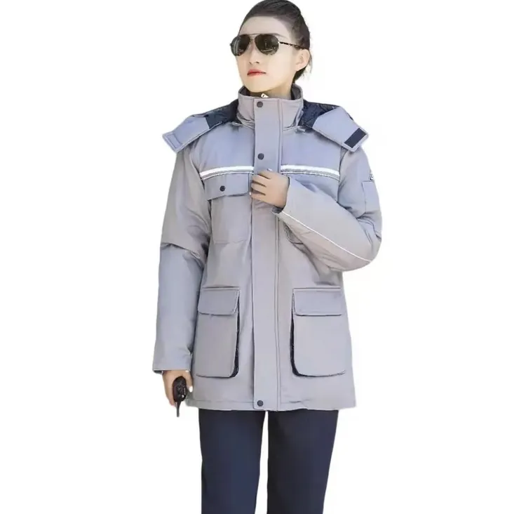 新款防静电长款棉服冬季加厚防寒耐磨石化口袋劳保工作服棉袄男装