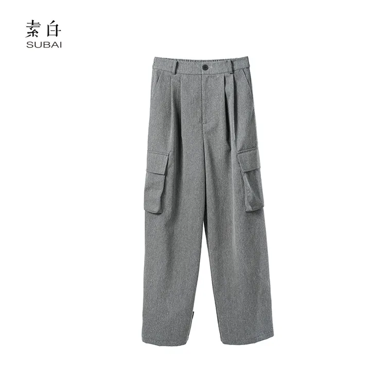 素白马乖【重塑】K01690百搭运动时尚潮流松弛多口袋工装休闲裤
