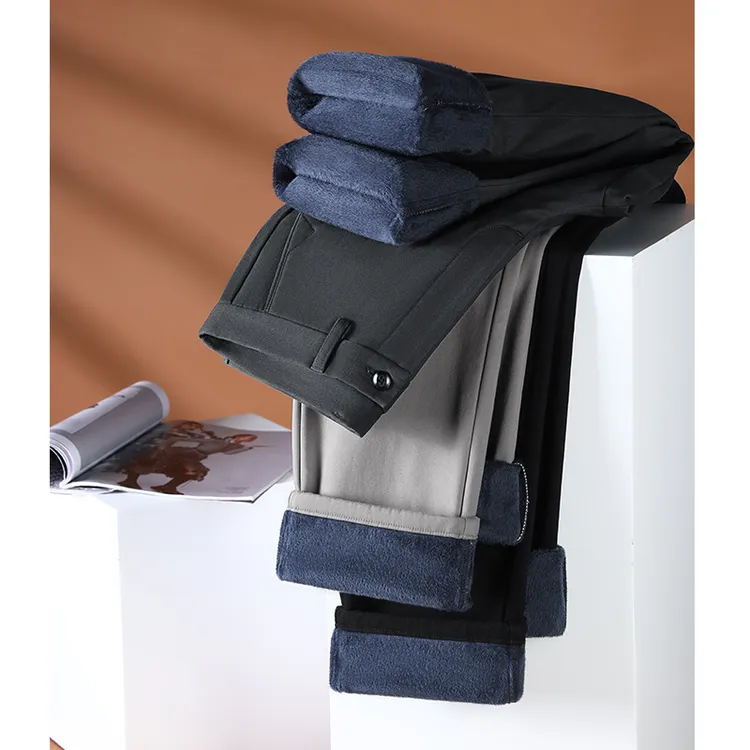 加绒加厚休闲裤男2025年秋冬新款宽松直筒百搭上班时尚保暖长裤