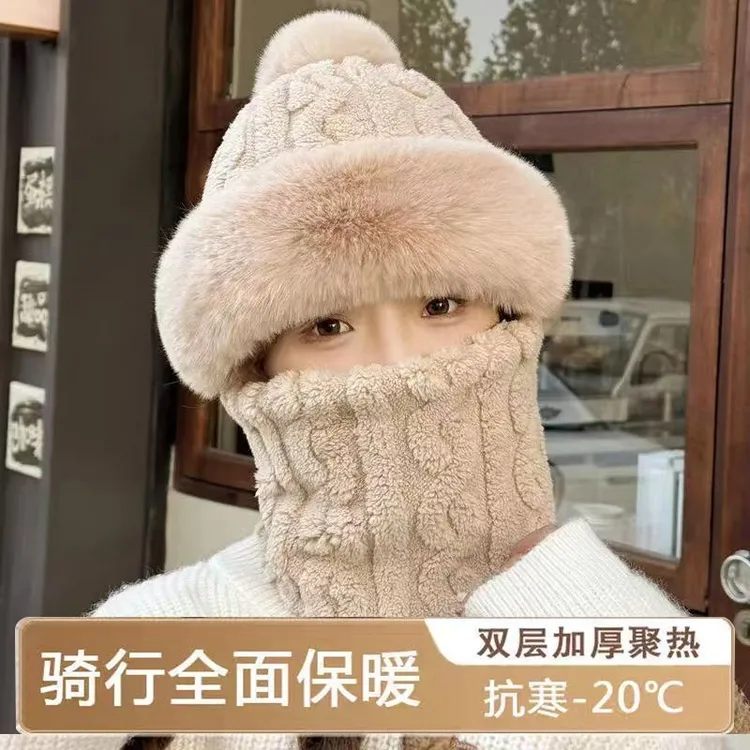冬天帽子护耳防风户外骑车女韩版围脖口罩加绒加厚保暖包头帽GDZ