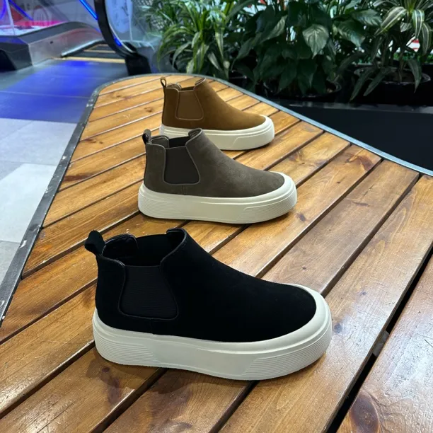 （单棉同款）高帮一脚蹬切尔西靴发泡软底增高加绒保暖休闲鞋616-53