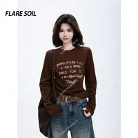 【FLARE SOIL】城市打底圆领字母印花T恤上衣 T4654A
