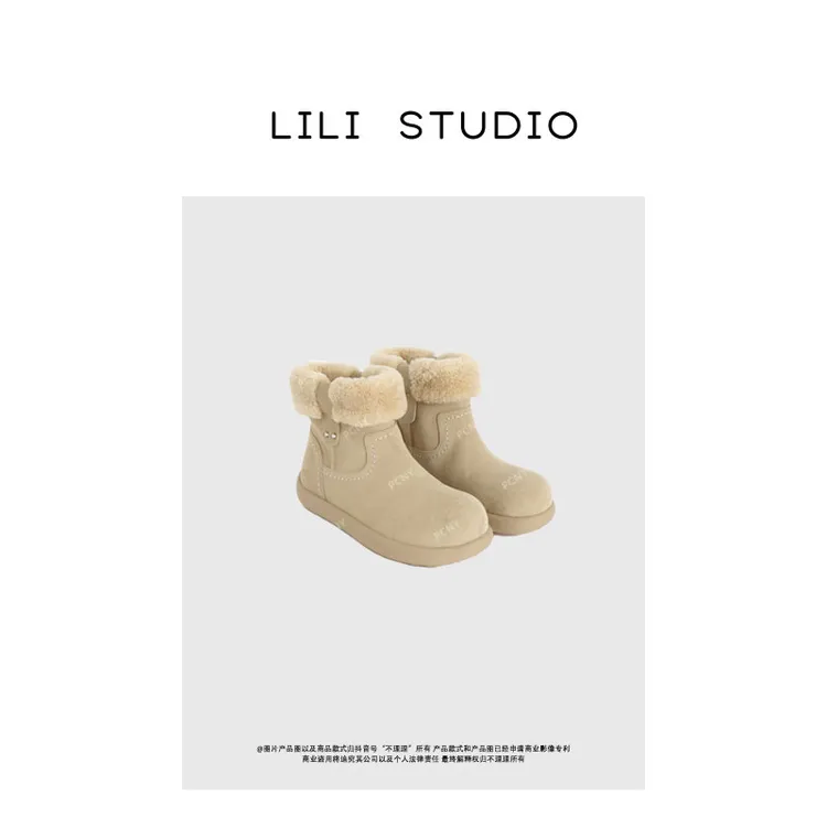 PCNY「卷毛泰迪土豆靴」不理理冬季新款小众女装绵羊毛保暖雪地靴