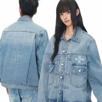MEVSME美式复古刺绣翻领夹克男女街头春秋新款牛仔外套
