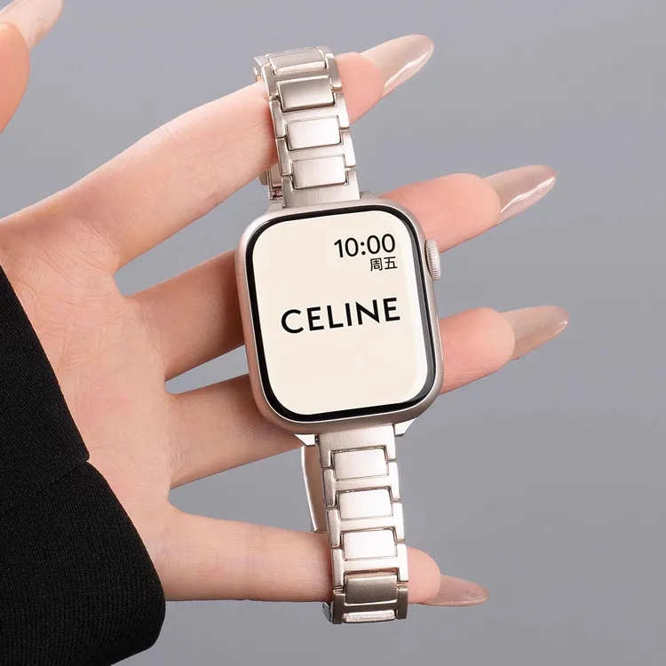 适用苹果Applewatch S10表带S9/8手表S11金属钢带智能女运动腕带