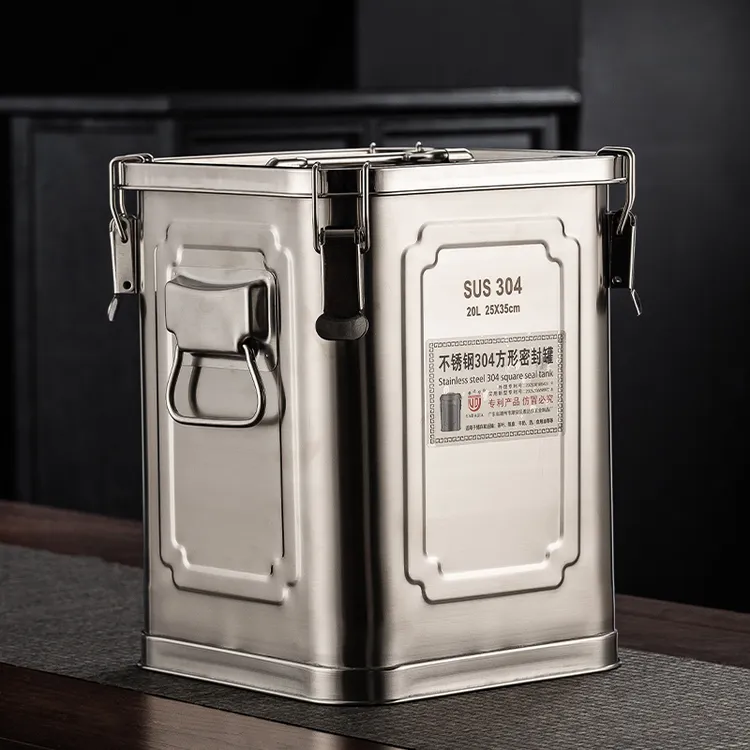 304不锈钢茶叶罐陈皮桶加厚四方家用茶具密封罐高档茶叶桶特大号