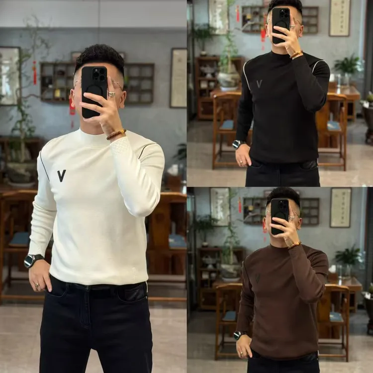 72868欧货时尚修身保暖百搭高级圆领纯色男士长袖羊毛衫