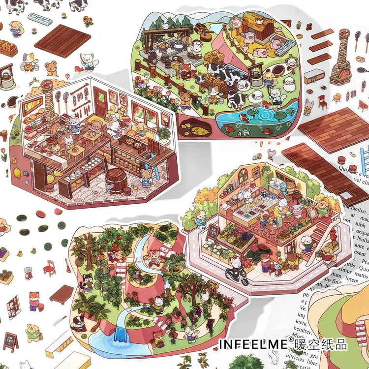 【Infeel.Me】今日营业中系列造景贴纸卡通可爱微缩场景