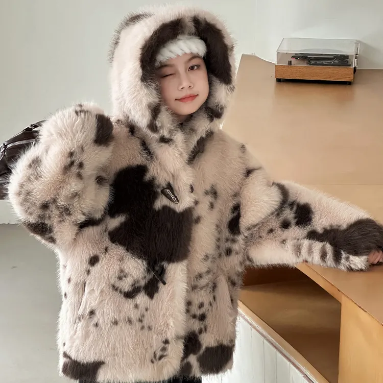 韩系冬新款儿童仿皮草外套洋气女童皮毛一体秋冬可爱毛毛短款棉衣