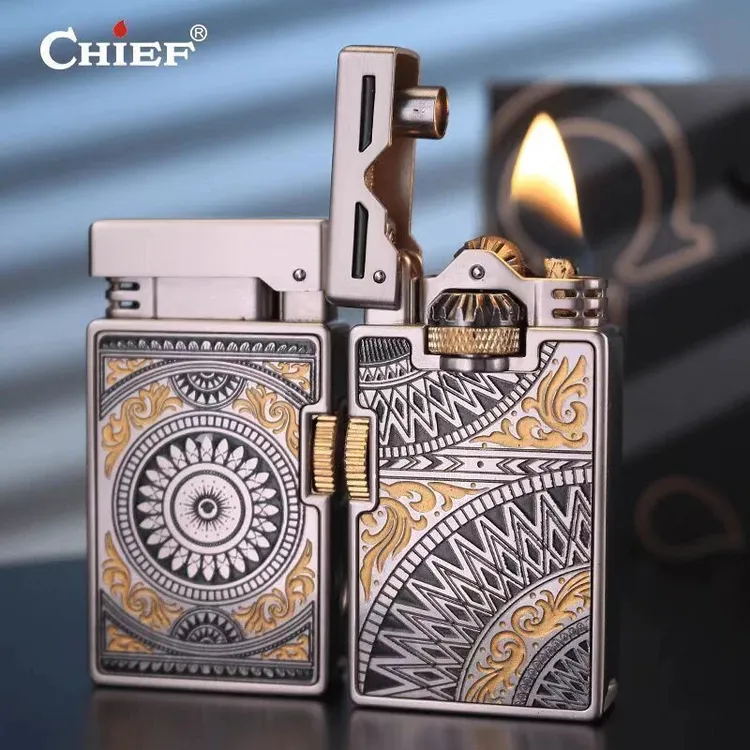 CHIEF首领复古曼陀罗风格打火机双齿轮设计创意男士礼品点烟器