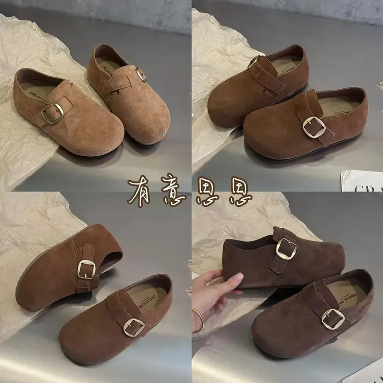 有意思思女鞋“土豆博肯”休闲软底平底真皮时尚网红日常懒人博肯鞋