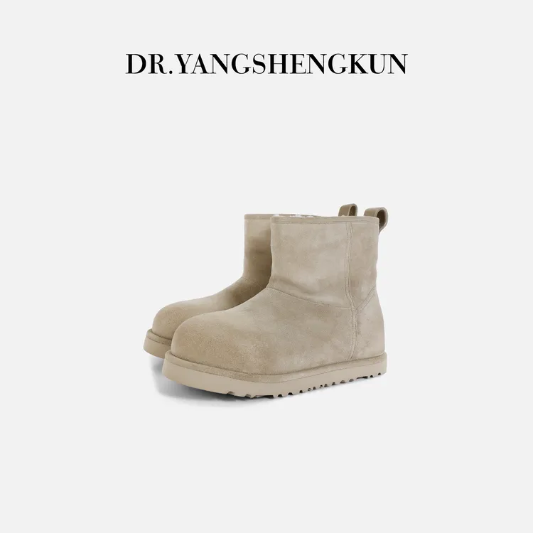 杨圣坤2025冬季新品牛猄皮拼接澳洲羊毛厚底保暖雪地靴B25101322