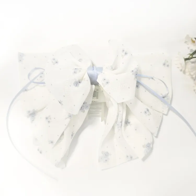 新款甜美网纱蝴蝶结发夹氛围感甜美风头饰高马尾夹子发饰