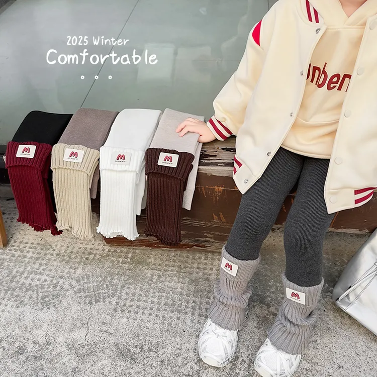 女童堆堆九分打底裤冬季加绒加厚新款堆堆袜打底裤儿童裤子M标