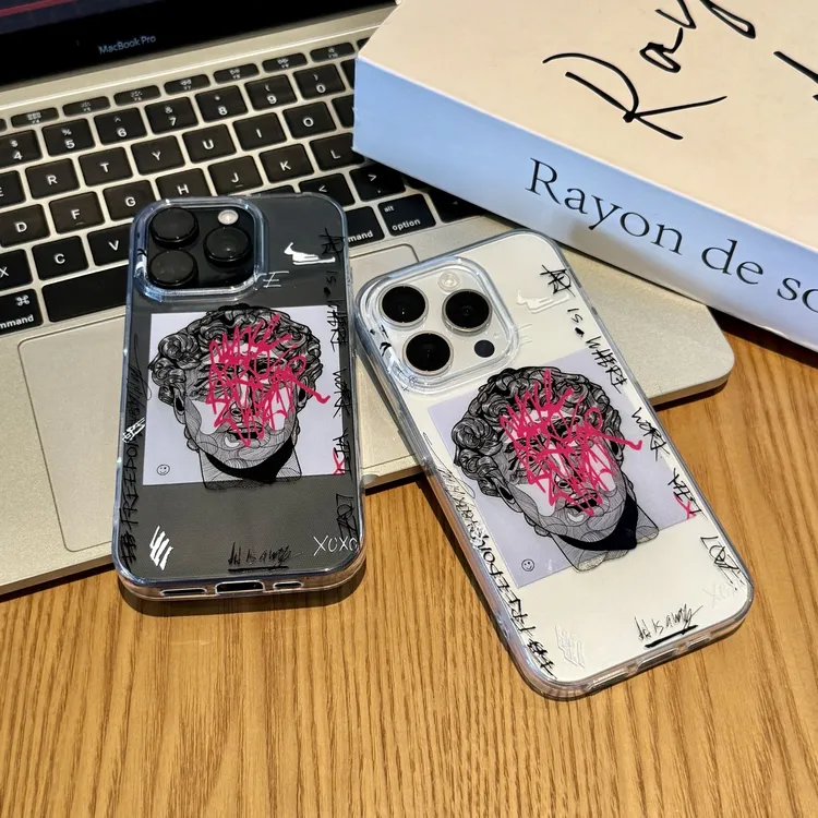 飞虎胜艺术涂鸦人像适用iphone16苹果手机壳华为oppo小米vivo高透