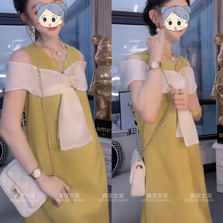 2025夏季新款时尚显瘦气质女士网红洋气连衣裙百搭款D21439