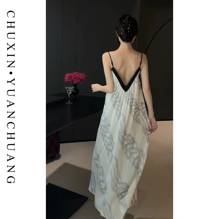 【云间诗】印花高级感美背睡裙女显瘦可外穿睡裙