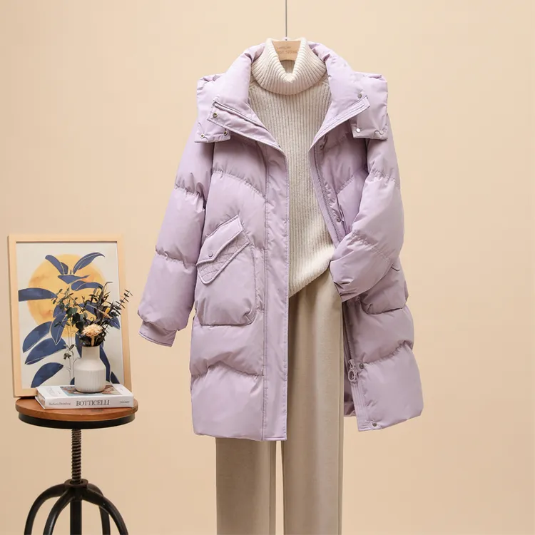 冬季新品2025中长款棉服女时尚百搭可拆卸帽加厚保暖立领时尚外套