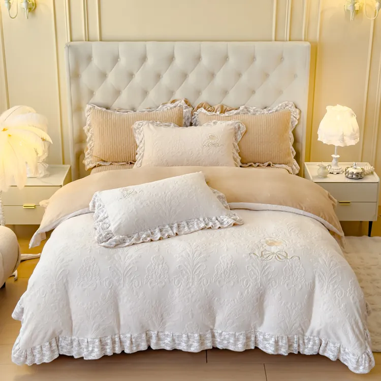 【床盖款牛奶绒】四冬季牛奶绒毛加厚床盖款简约双面绒-木凤尾花开