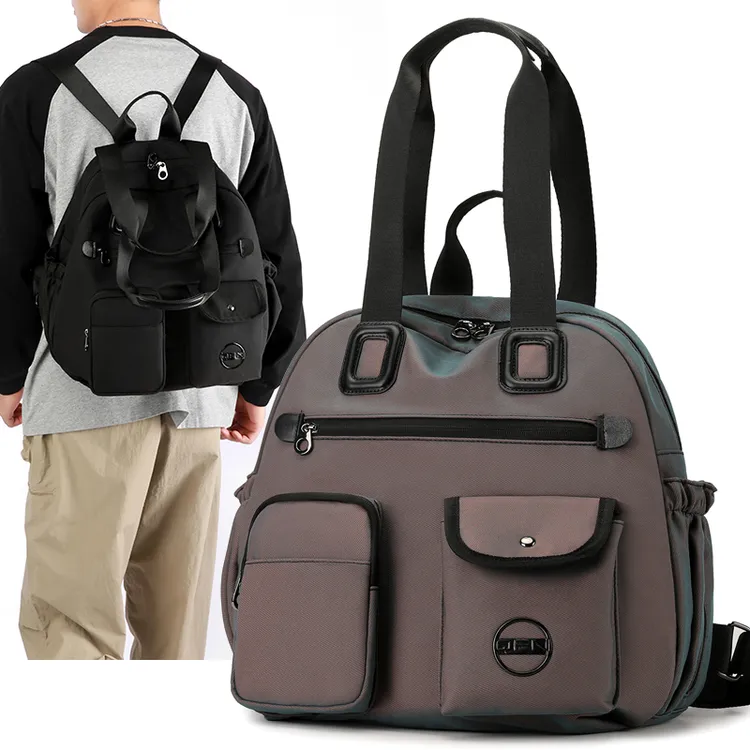 多功能简约风双肩包韩版大容量女士背包轻便防泼水休闲单肩包布包