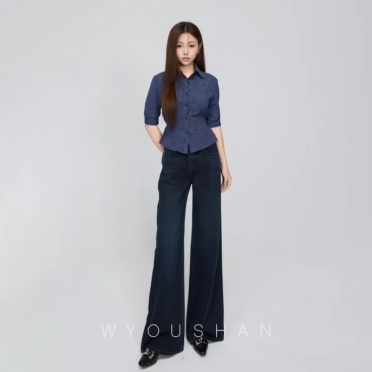 【王幼珊】阔腿牛仔裤女高腰新款2025春秋季直筒长裤宽松裤子506
