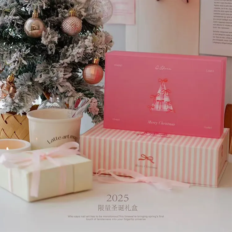 QJforu奇迹喵喵美甲2025圣诞限定礼盒套盒收纳盒色胶猫眼胶云锦胶