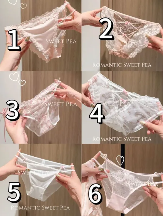 「布蕾奶豹」少女粉白拼色性感豹纹镂空三角裤蕾丝碎花网纱女士内裤