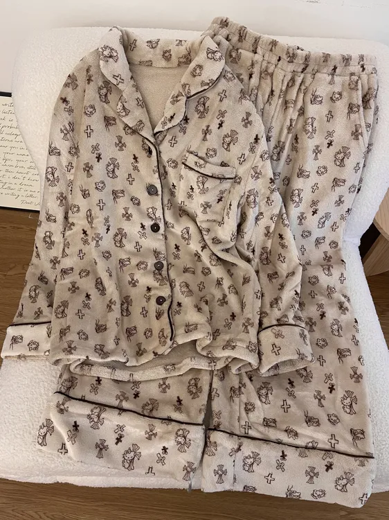 【DMXJ大梦想家】甜美Kitty法兰绒睡衣女秋冬季新款加绒家居服套装