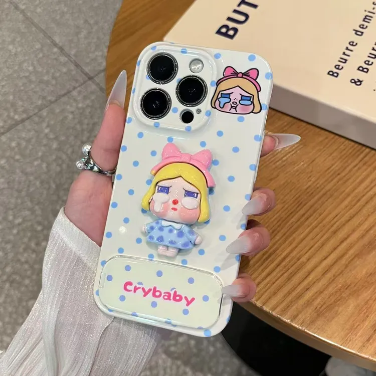雅天立波点哭娃适用苹果16支架手机壳iPhone华为P70vivo小米oppo