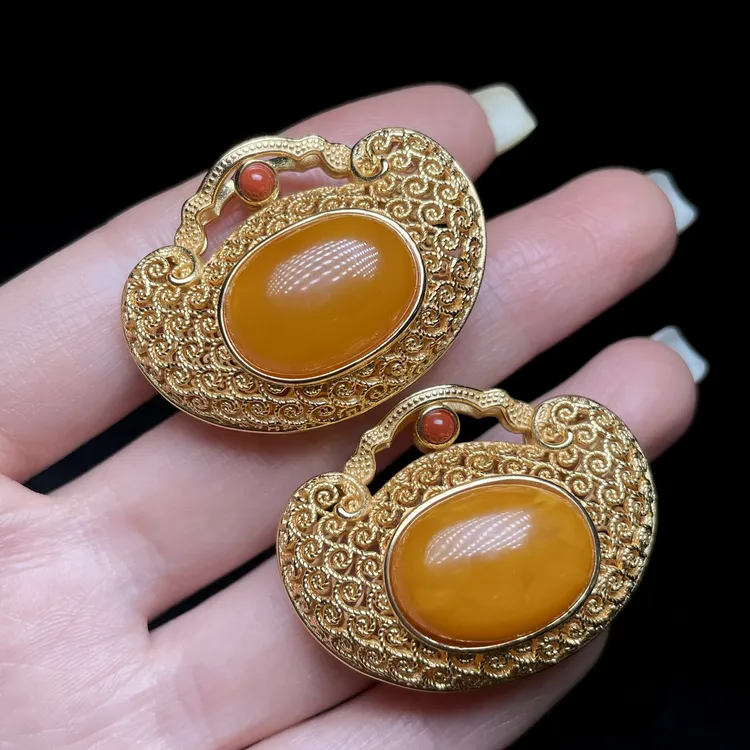 【云上叙】S925银蜜蜡吊坠—多样性发一件-17x12mm-V73925-K（商城）