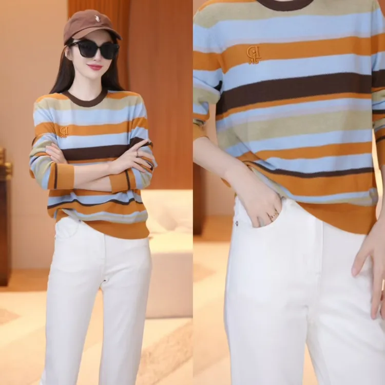 JDND轩羽【彩色漫想】羊毛秋季原创拼色百搭针织小衫XY254504