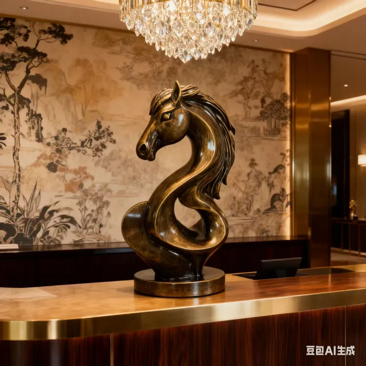 高级感艺术马头摆件雕塑软装轻奢客厅酒柜办公室酒店展示柜装饰品