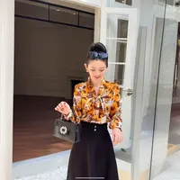 《丹尚爱》花悦温柔黄色显瘦气质长袖春秋时尚优雅上衣