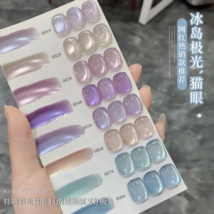 云钻猫眼甲油胶2025年新款爆款爆闪冰岛极光玻璃珠猫眼美甲店专用