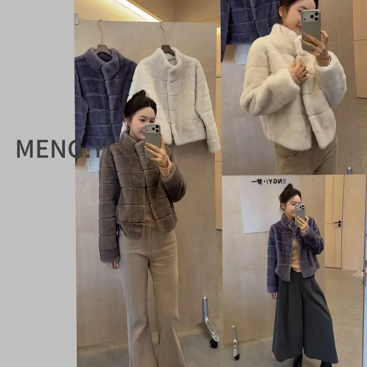 MENG.YI雪人儿软糯保暖环保毛毛外套5452