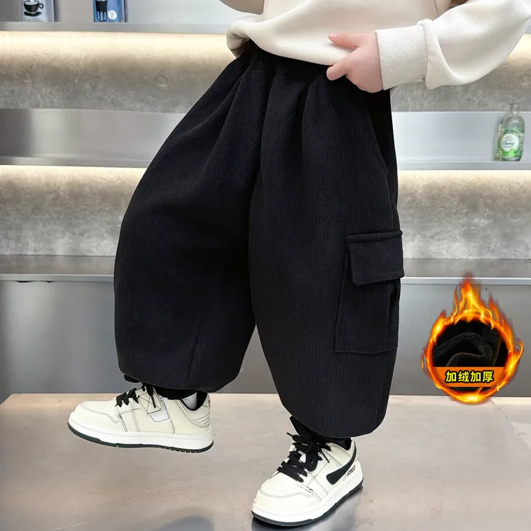 男童加绒卫裤冬装新款童装儿童韩版秋冬季运动裤痞帅宽松束脚裤潮