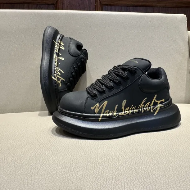 黑色面包鞋男士时尚百搭潮流厚底广州DL低帮男款秋冬潮鞋休闲板鞋