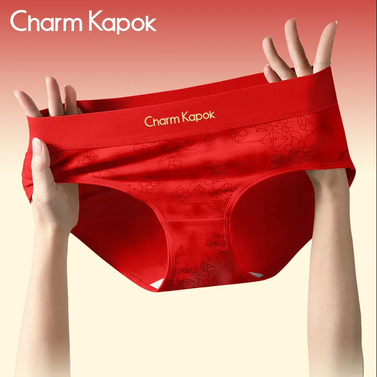 CharmKapok女士内裤本命年红色100%全棉裆纯棉内裤属马年抗菌底裤