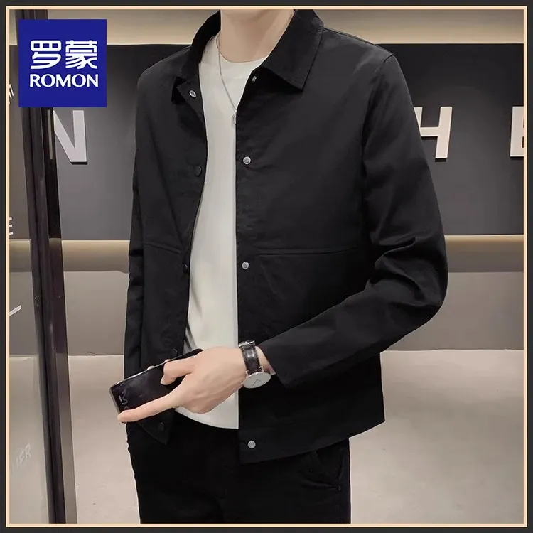 罗蒙夹克男士潮牌休闲时尚运动冲锋衣服2025秋款痞帅百搭外套男款