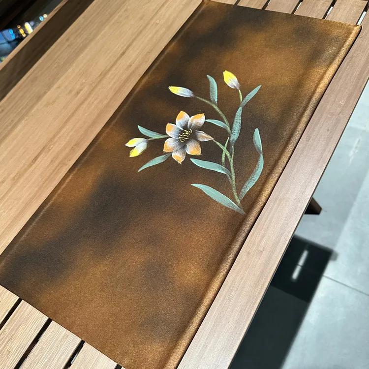 【手绘小苍兰50×24】双面香云纱茶席新中式复古高档茶席禅意鼠标垫