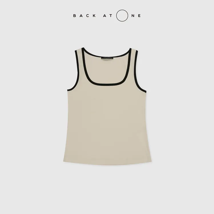 BACKATONE“夹心饼干”时尚撞色复古螺纹方领背心 BFF-1BF639K-K