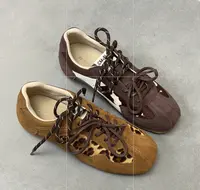 美高学妹~豹纹马毛休闲运动翻盖徒步德训鞋女板鞋1916