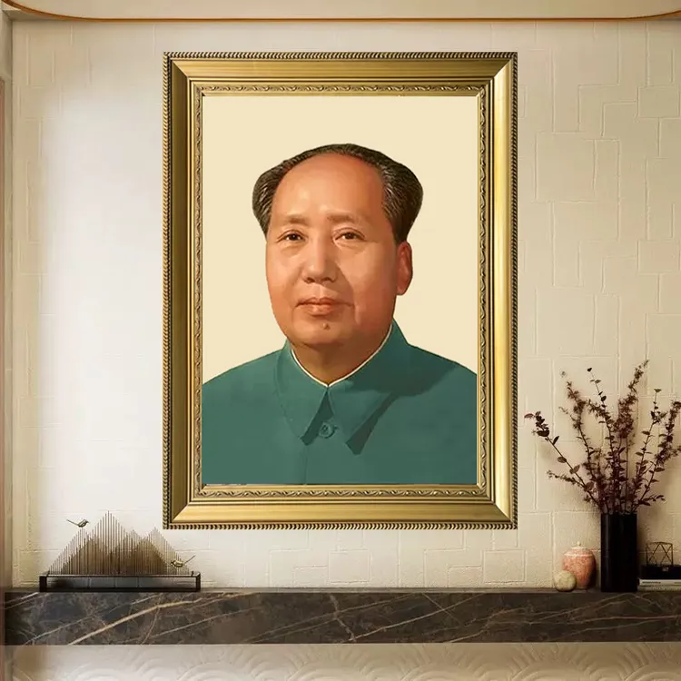 毛主席头像堂屋客厅挂画中堂伟人像入户玄关装饰画实木精装招财画