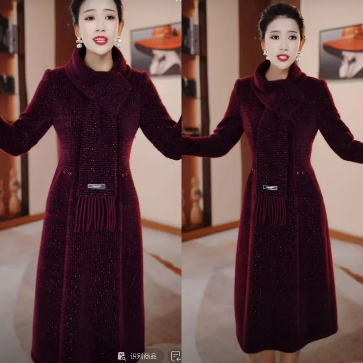 高级贵妃绒秋季新款连衣裙时尚女装洋气减龄显瘦加厚保暖礼服裙子