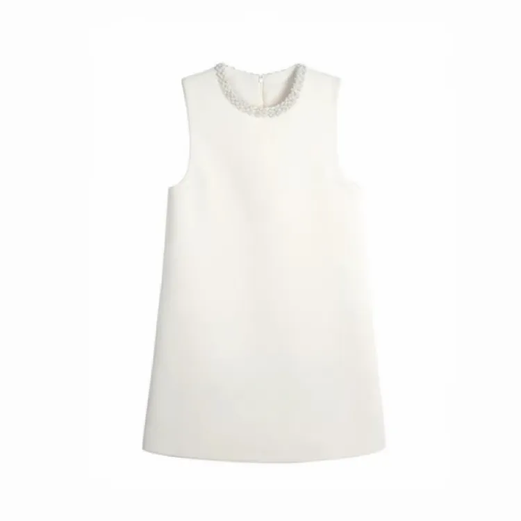 QEIIWMV/柒戚冬季法式复古气质重工钉珠小香无袖背心裙7190